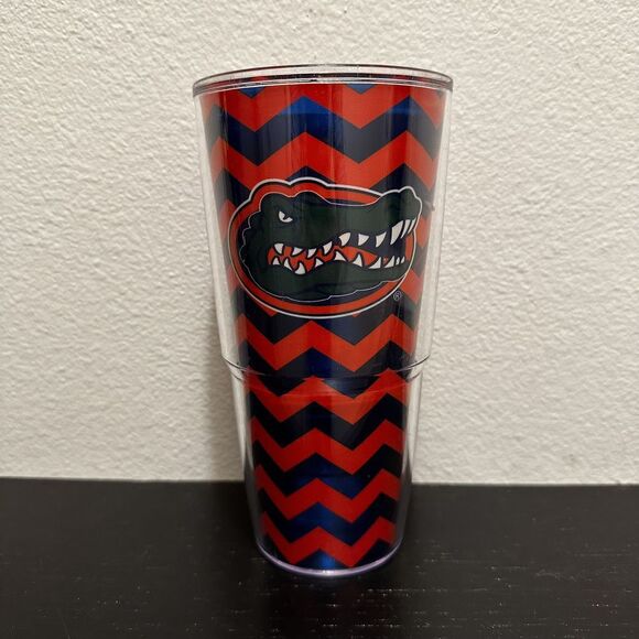 Florida Gators Tervis Tumbler 24 oz Orange‎ Blue Chevron Pattern Cup - Picture 1 of 4